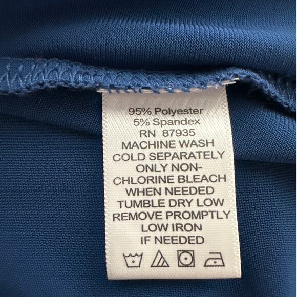 Susan Graver Liquid Knit V-Neck Tunic Top 3/4 Ruched Sleeves Blue Sz XL Stretch - Picture 6 of 10